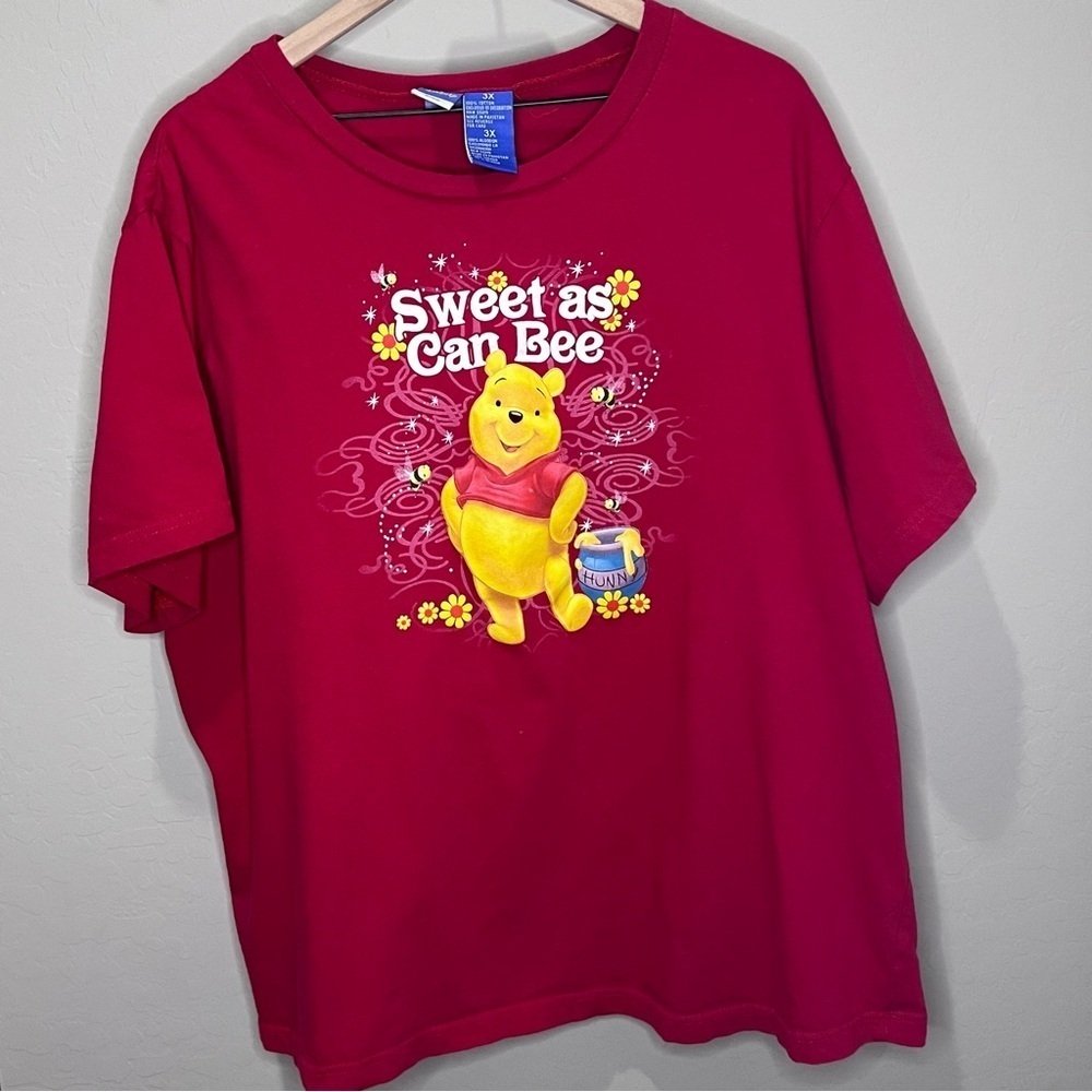 Vintage Disney Winnie Pooh Tee Shirt Top 3X Sweet As Can Bee Plus Size Parks Red